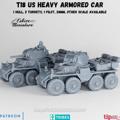 WWII US T18 Boarhound Armoured Car Variants Various Scales Historical Wargaming