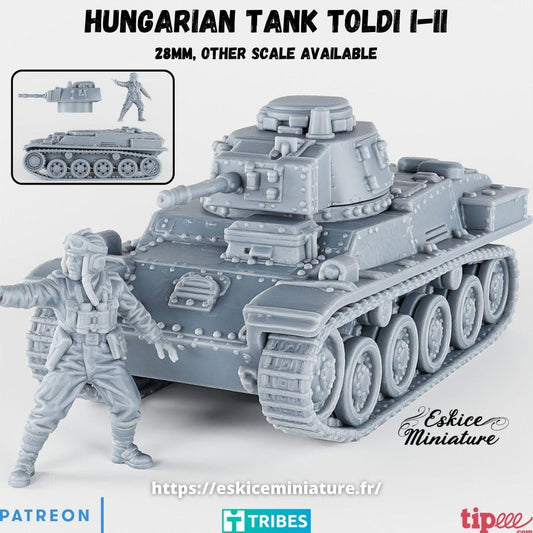 WWII Hungarian Toldi Tank with Commander Various Scales Historical Wargaming